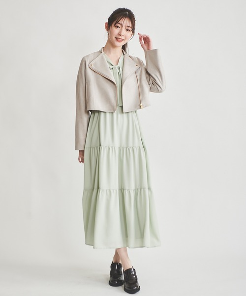 31 Sons de mode（トランテアン　ソン　ドゥ　モード）の「ノーカラーライダースジャケット（ライダースジャケット・レディース・グレー/ブラック・38/36）」の7枚目の写真