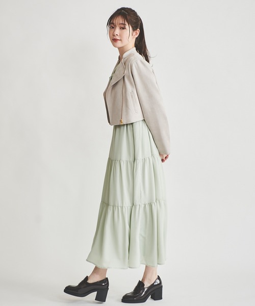 31 Sons de mode（トランテアン　ソン　ドゥ　モード）の「ノーカラーライダースジャケット（ライダースジャケット・レディース・グレー/ブラック・38/36）」の8枚目の写真