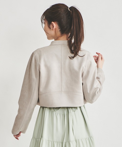 31 Sons de mode（トランテアン　ソン　ドゥ　モード）の「ノーカラーライダースジャケット（ライダースジャケット・レディース・グレー/ブラック・38/36）」の5枚目の写真