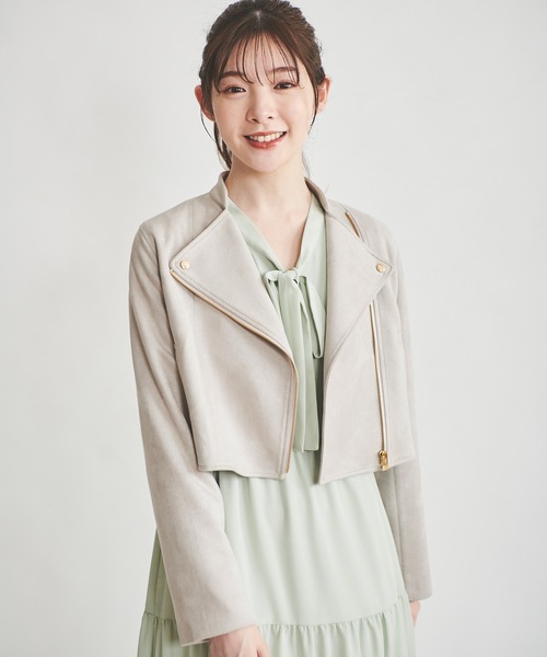 31 Sons de mode（トランテアン　ソン　ドゥ　モード）の「ノーカラーライダースジャケット（ライダースジャケット・レディース・グレー/ブラック・38/36）」の3枚目の写真