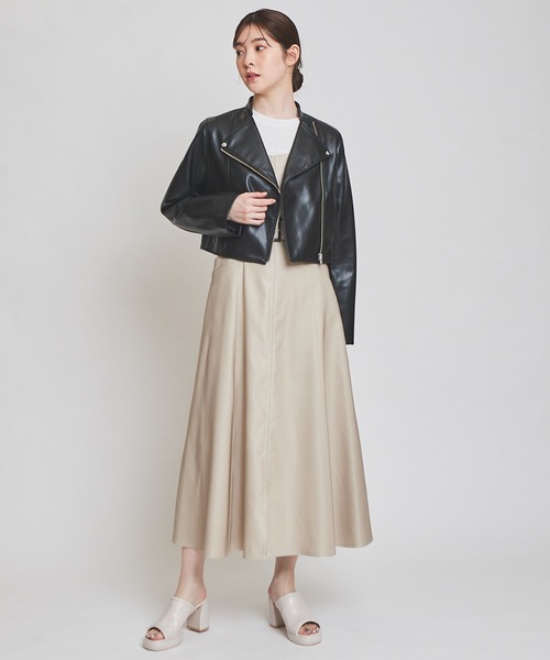 31 Sons de mode（トランテアン　ソン　ドゥ　モード）の「ノーカラーライダースジャケット（ライダースジャケット・レディース・グレー/ブラック・38/36）」の20枚目の写真