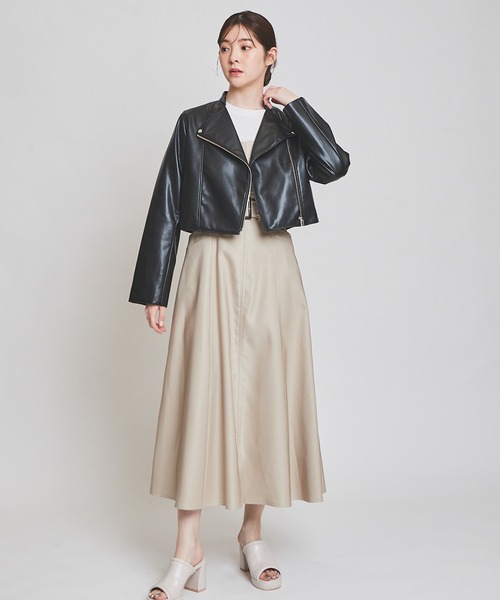 31 Sons de mode（トランテアン　ソン　ドゥ　モード）の「ノーカラーライダースジャケット（ライダースジャケット・レディース・グレー/ブラック・38/36）」の21枚目の写真