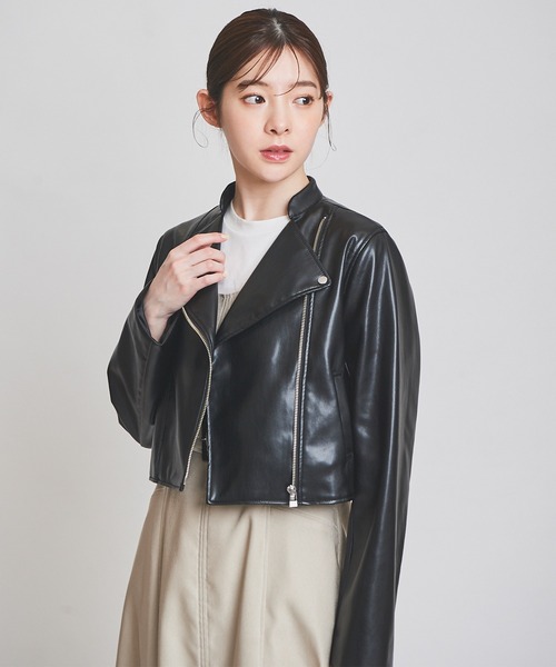 31 Sons de mode（トランテアン　ソン　ドゥ　モード）の「ノーカラーライダースジャケット（ライダースジャケット・レディース・グレー/ブラック・38/36）」の17枚目の写真