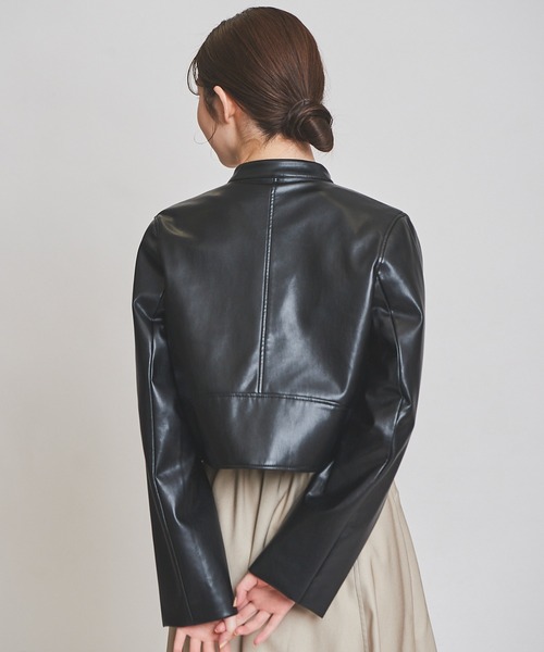 31 Sons de mode（トランテアン　ソン　ドゥ　モード）の「ノーカラーライダースジャケット（ライダースジャケット・レディース・グレー/ブラック・38/36）」の18枚目の写真