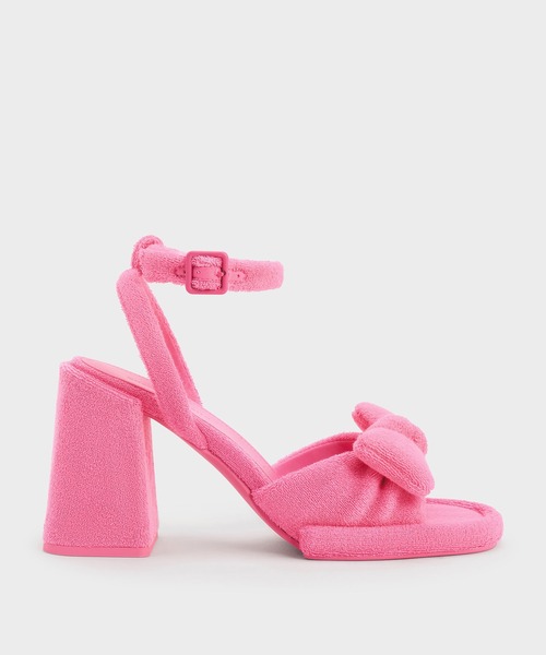 CHARLES & KEITH（チャールズ & キース）の「Loey ローイー テクスチャーボウアンクルストラップサンダル（サンダル・レディース・ベージュ/ピンク/ブラック系その他2・22.5cm/23cm/23.5cm/24.5cm/25cm）」の4枚目の写真