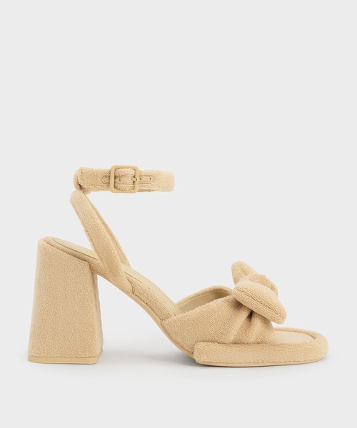 CHARLES & KEITH（チャールズ & キース）の「Loey ローイー テクスチャーボウアンクルストラップサンダル（サンダル・レディース・ベージュ/ピンク/ブラック系その他2・22.5cm/23cm/23.5cm/24.5cm/25cm）」の13枚目の写真