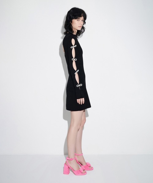 CHARLES & KEITH（チャールズ & キース）の「Loey ローイー テクスチャーボウアンクルストラップサンダル（サンダル・レディース・ベージュ/ピンク/ブラック系その他2・22.5cm/23cm/23.5cm/24.5cm/25cm）」の14枚目の写真