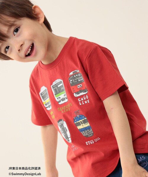 BEAMS mini(ビームスミニ)の「BEAMS mini / JR フロントプリント Tシャツ 24(90~150cm)(Tシャツ/カットソー・キッズ・レッド/サックスブルー/ホワイト系その他5/ネイビー・90/100/110/120/130/140/150)」の4枚目の写真