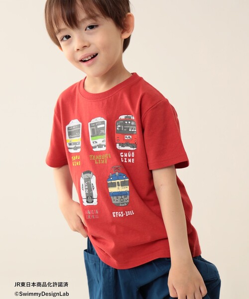 BEAMS mini(ビームスミニ)の「BEAMS mini / JR フロントプリント Tシャツ 24(90~150cm)(Tシャツ/カットソー・キッズ・レッド/サックスブルー/ホワイト系その他5/ネイビー・90/100/110/120/130/140/150)」の5枚目の写真