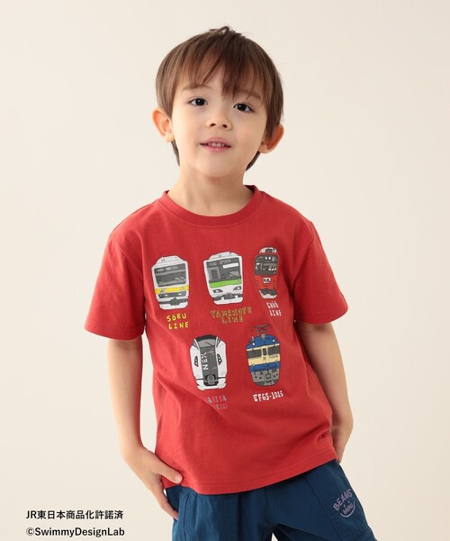 BEAMS mini(ビームスミニ)の「BEAMS mini / JR フロントプリント Tシャツ 24(90~150cm)(Tシャツ/カットソー・キッズ・レッド/サックスブルー/ホワイト系その他5/ネイビー・90/100/110/120/130/140/150)」の6枚目の写真
