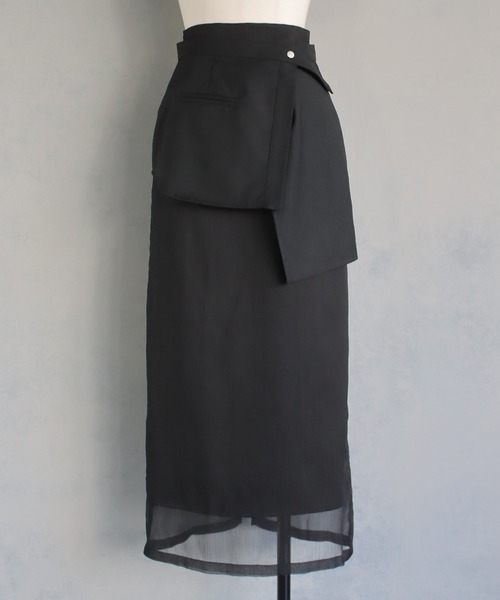 &g'aime（アンジェム）の「【&g'aime】ラップレイヤードナロースカート（スカート・レディース・ブラック/チャコールグレー/ライトグリーン・FREE）」の18枚目の写真