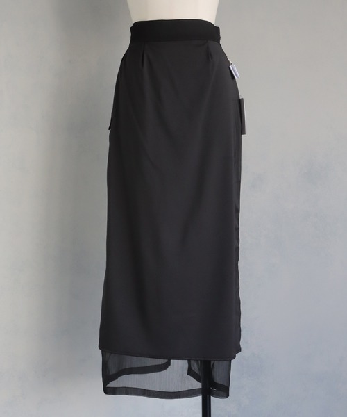 &g'aime（アンジェム）の「【&g'aime】ラップレイヤードナロースカート（スカート・レディース・ブラック/チャコールグレー/ライトグリーン・FREE）」の13枚目の写真