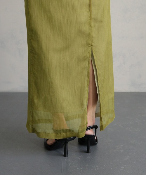 &g'aime（アンジェム）の「【&g'aime】ラップレイヤードナロースカート（スカート・レディース・ブラック/チャコールグレー/ライトグリーン・FREE）」の22枚目の写真