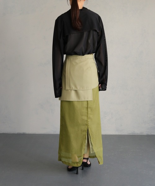 &g'aime（アンジェム）の「【&g'aime】ラップレイヤードナロースカート（スカート・レディース・ブラック/チャコールグレー/ライトグリーン・FREE）」の21枚目の写真