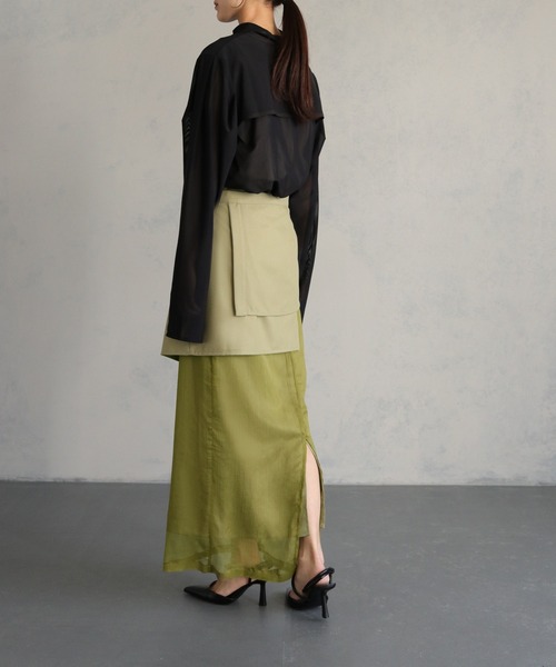 &g'aime（アンジェム）の「【&g'aime】ラップレイヤードナロースカート（スカート・レディース・ブラック/チャコールグレー/ライトグリーン・FREE）」の20枚目の写真