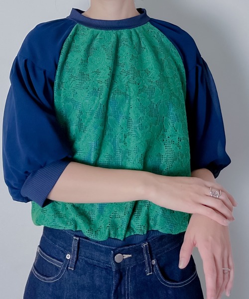 TEVALT（ヴァレット）の「コットンレースプルオーバー（その他トップス・レディース・グリーン/アイボリー・38）」の18枚目の写真