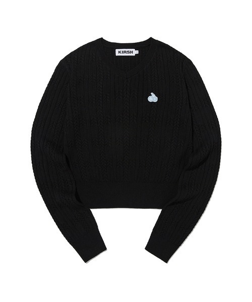 KIRSH（キルシー）の「KIRSH SMALL CHERRY V-NECK CABLE CROP KNIT/キルシー スモールチェリー Vネック ケーブル クロップ ニット（ニット/セーター・レディース・オートミール/サーモンピンク/ブラック・ONE SIZE）」の16枚目の写真