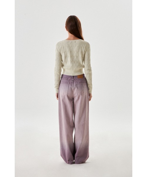 KIRSH（キルシー）の「KIRSH SMALL CHERRY V-NECK CABLE CROP KNIT/キルシー スモールチェリー Vネック ケーブル クロップ ニット（ニット/セーター・レディース・オートミール/サーモンピンク/ブラック・ONE SIZE）」の7枚目の写真