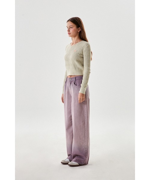 KIRSH（キルシー）の「KIRSH SMALL CHERRY V-NECK CABLE CROP KNIT/キルシー スモールチェリー Vネック ケーブル クロップ ニット（ニット/セーター・レディース・オートミール/サーモンピンク/ブラック・ONE SIZE）」の8枚目の写真