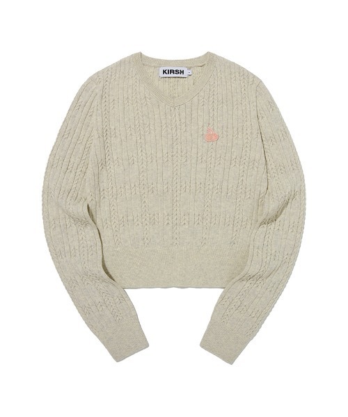 KIRSH（キルシー）の「KIRSH SMALL CHERRY V-NECK CABLE CROP KNIT/キルシー スモールチェリー Vネック ケーブル クロップ ニット（ニット/セーター・レディース・オートミール/サーモンピンク/ブラック・ONE SIZE）」の20枚目の写真