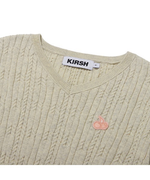 KIRSH（キルシー）の「KIRSH SMALL CHERRY V-NECK CABLE CROP KNIT/キルシー スモールチェリー Vネック ケーブル クロップ ニット（ニット/セーター・レディース・オートミール/サーモンピンク/ブラック・ONE SIZE）」の22枚目の写真