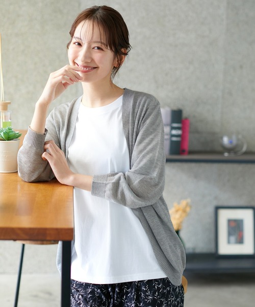 Honeys(ハニーズ)の「8分袖ラウンドカーディガン(カーディガン/ボレロ・レディース・ベージュ系その他/グリーン系その他/グレー系その他/ピンク系その他/ブルー系その他/パープル系その他/ブラック/モカ/オフホワイト・LL/M/L)」の1枚目の写真