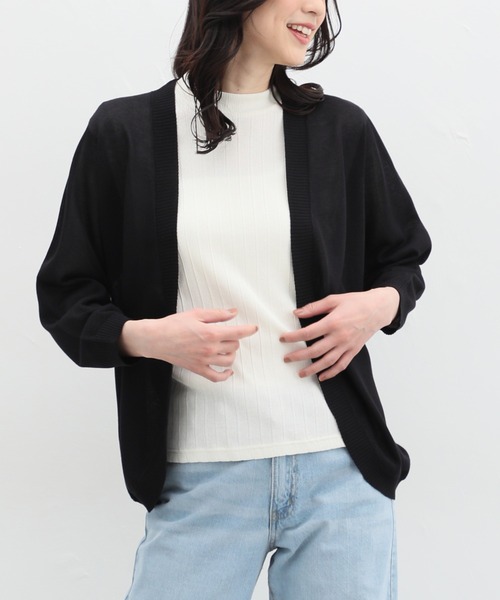 Honeys(ハニーズ)の「8分袖ラウンドカーディガン(カーディガン/ボレロ・レディース・ベージュ系その他/グリーン系その他/グレー系その他/ピンク系その他/ブルー系その他/パープル系その他/ブラック/モカ/オフホワイト・LL/M/L)」の3枚目の写真