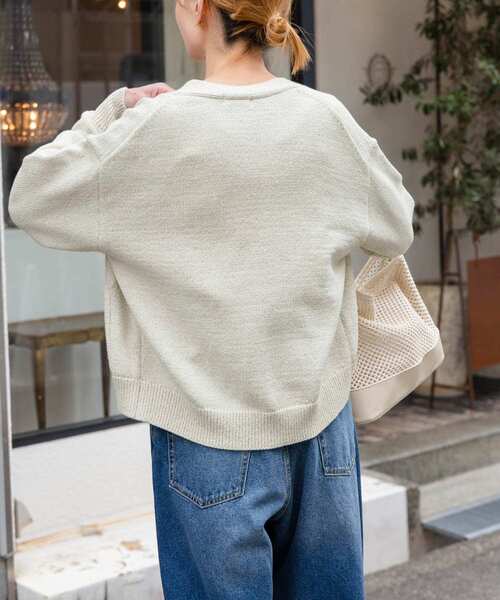 FORK&SPOON（フォークアンドスプーン）の「FORK&SPOON　ミックスヤーンVネックカーディガン（カーディガン/ボレロ・レディース・ネイビー/ベージュ・1）」の5枚目の写真