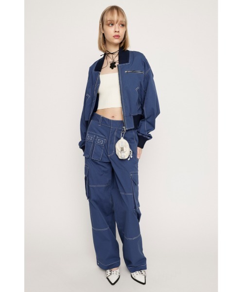 SLY（スライ）の「MANY POCKET STRAIGHT WORK PT メニー ポケット ストレート ワークパンツ / セットアップ可（カーゴパンツ・レディース・ブラック/ネイビー・1/2）」の5枚目の写真