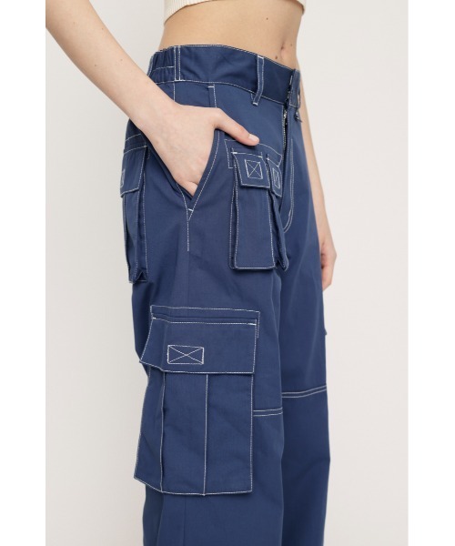 SLY（スライ）の「MANY POCKET STRAIGHT WORK PT メニー ポケット ストレート ワークパンツ / セットアップ可（カーゴパンツ・レディース・ブラック/ネイビー・1/2）」の11枚目の写真