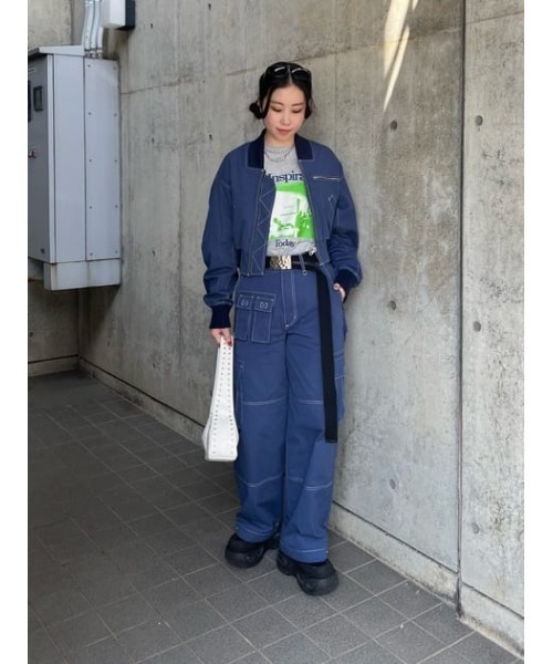 SLY（スライ）の「MANY POCKET STRAIGHT WORK PT メニー ポケット ストレート ワークパンツ / セットアップ可（カーゴパンツ・レディース・ブラック/ネイビー・1/2）」の17枚目の写真