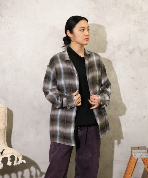 TOWNCRAFT 60S オンブレチェック ループカラーシャツ TOWNCRAFT / タウンクラフト 60S OMBRE LOOP COLLAR SHIRT