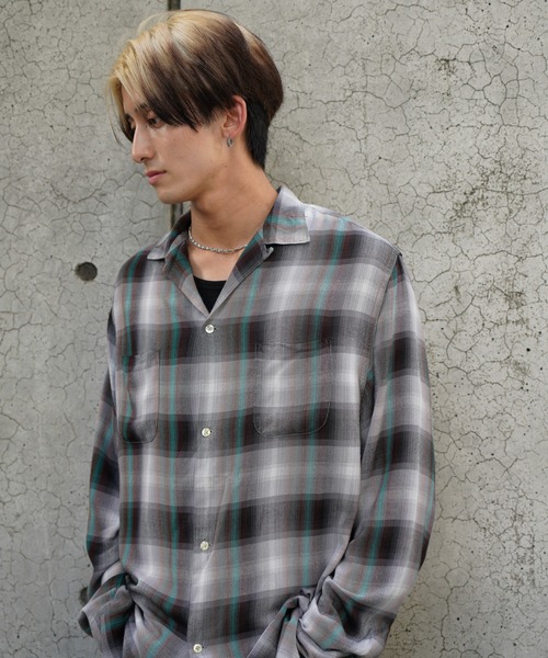 60s TOWNCRAFT 長袖 オープンカラーシャツ ライトグリーン タウンクラフト ( TOWNCRAFT ) 60s OMBRE LOOP COLLAR SHIRT