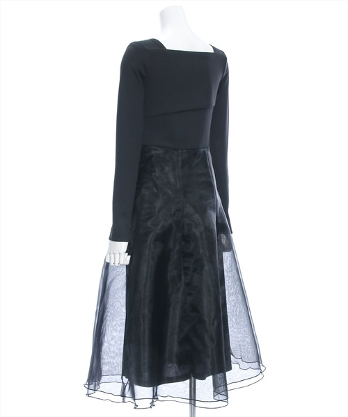 clear（クリア）の「≪再入荷≫オーガンジードッキングオフショルロングワンピース[大人 フェミニン]（ワンピース・レディース・ブラック/ホワイト×ブラック・F）」の5枚目の写真