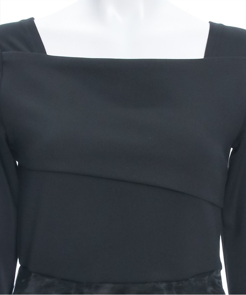 clear（クリア）の「≪再入荷≫オーガンジードッキングオフショルロングワンピース[大人 フェミニン]（ワンピース・レディース・ブラック/ホワイト×ブラック・F）」の7枚目の写真