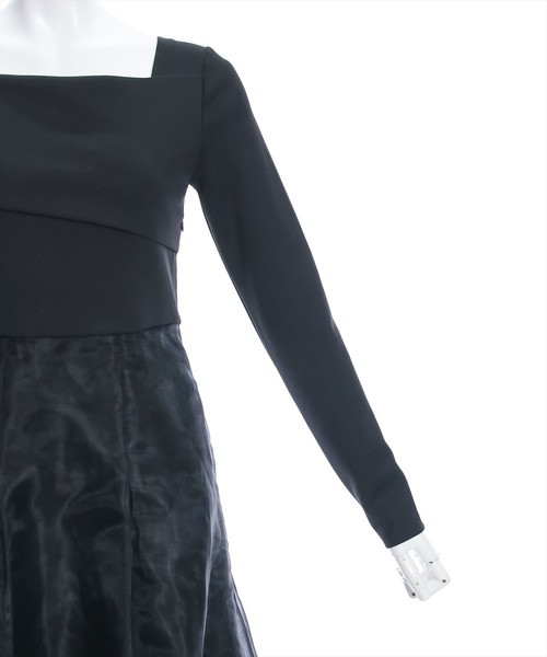 clear（クリア）の「≪再入荷≫オーガンジードッキングオフショルロングワンピース[大人 フェミニン]（ワンピース・レディース・ブラック/ホワイト×ブラック・F）」の8枚目の写真