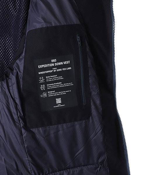 DAIWA LIFESTYLE（ダイワライフスタイル）の「DAIWA LIFESTYLE / ダイワライフスタイル：EXPEDITION DOWN VEST GORE-TEX：DV-093-1023WEX[STD]（ダウンベスト・メンズ・ネイビー・L/M）」の9枚目の写真