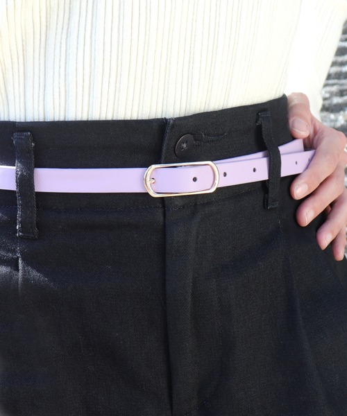 florist(フローリスト)の「オーバルフレーム細めレザーウエストベルト(ベルト・レディース・オフホワイト/ブラック/ベージュ/ラベンダー/オレンジ/モカ/ホワイト/ピンク/キャメル/レッド・ONESIZE)」の6枚目の写真