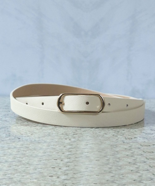 florist(フローリスト)の「オーバルフレーム細めレザーウエストベルト(ベルト・レディース・オフホワイト/ブラック/ベージュ/ラベンダー/オレンジ/モカ/ホワイト/ピンク/キャメル/レッド・ONESIZE)」の2枚目の写真
