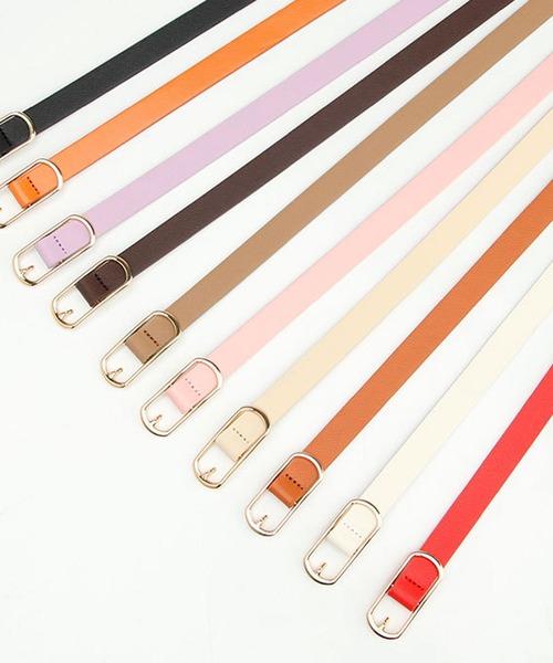 florist(フローリスト)の「オーバルフレーム細めレザーウエストベルト(ベルト・レディース・オフホワイト/ブラック/ベージュ/ラベンダー/オレンジ/モカ/ホワイト/ピンク/キャメル/レッド・ONESIZE)」の12枚目の写真