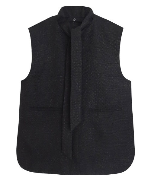 Pierrot(ピエロ)の「2wayボウタイツイードジレ(ベスト・レディース・ブラック/オフホワイト・L/M)」の3枚目の写真