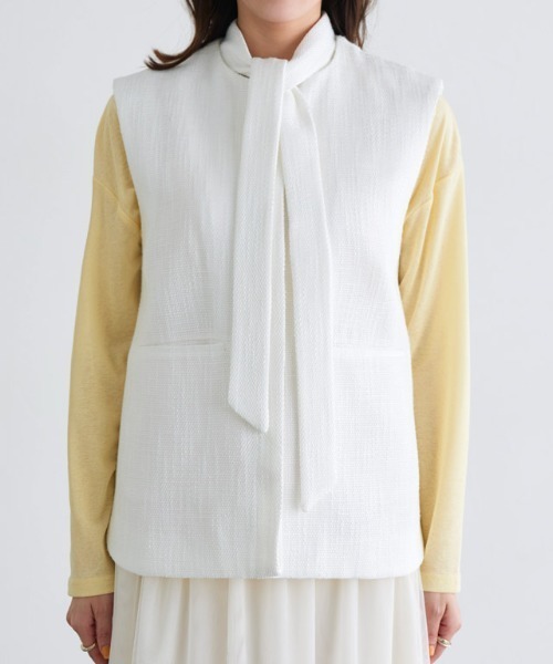 Pierrot(ピエロ)の「2wayボウタイツイードジレ(ベスト・レディース・ブラック/オフホワイト・L/M)」の7枚目の写真