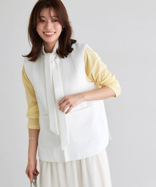 Pierrot(ピエロ)の「2wayボウタイツイードジレ(ベスト・レディース・ブラック/オフホワイト・L/M)」の21枚目の写真