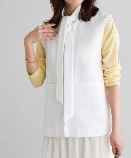 Pierrot(ピエロ)の「2wayボウタイツイードジレ(ベスト・レディース・ブラック/オフホワイト・L/M)」の14枚目の写真