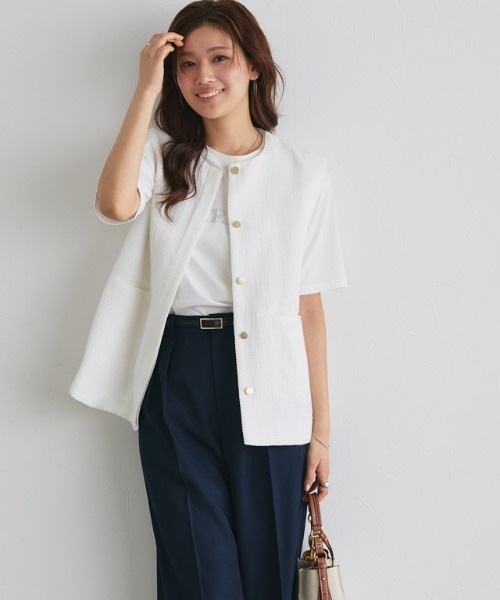 Pierrot(ピエロ)の「2wayボウタイツイードジレ(ベスト・レディース・ブラック/オフホワイト・L/M)」の17枚目の写真