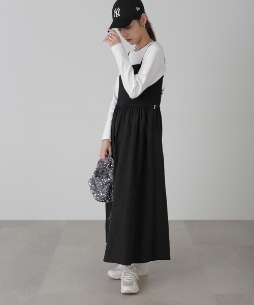 FREE'S MART（フリーズマート）の「◆異素材ドッキングキャミワンピース（ワンピース・レディース・ブラック/グレー/ベージュ・SMALL/MEDIUM）」の15枚目の写真