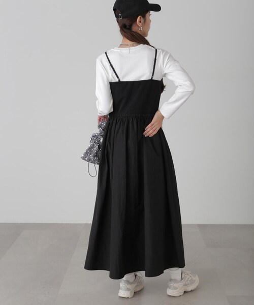 FREE'S MART（フリーズマート）の「◆異素材ドッキングキャミワンピース（ワンピース・レディース・ブラック/グレー/ベージュ・SMALL/MEDIUM）」の17枚目の写真