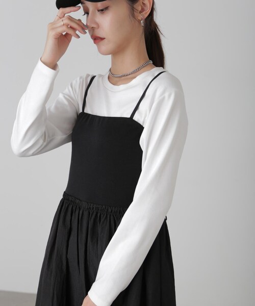 FREE'S MART（フリーズマート）の「◆異素材ドッキングキャミワンピース（ワンピース・レディース・ブラック/グレー/ベージュ・SMALL/MEDIUM）」の19枚目の写真