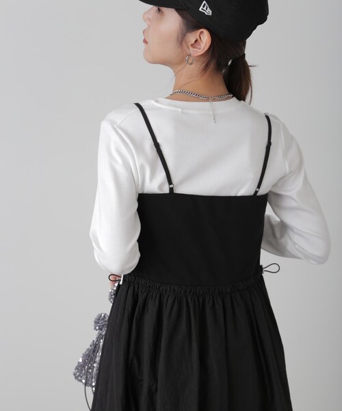 FREE'S MART（フリーズマート）の「◆異素材ドッキングキャミワンピース（ワンピース・レディース・ブラック/グレー/ベージュ・SMALL/MEDIUM）」の21枚目の写真