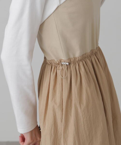 FREE'S MART（フリーズマート）の「◆異素材ドッキングキャミワンピース（ワンピース・レディース・ブラック/グレー/ベージュ・SMALL/MEDIUM）」の12枚目の写真